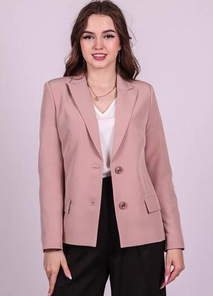 Пиджак укороченный женский капучино классический деловой креп с карманами спереди актуаль 037, 48