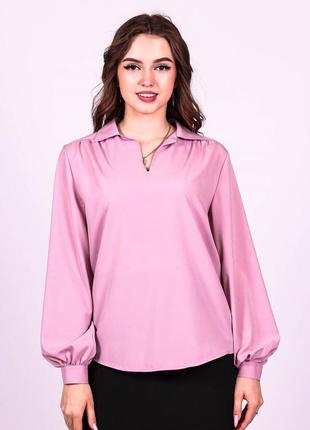 Блузка жіноча рожева однотонний софт актуаль 052, 46