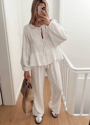 Костюм муслин свободный крой 3 цвета