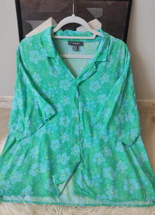Зеленая блузка oversize с цветочками primark