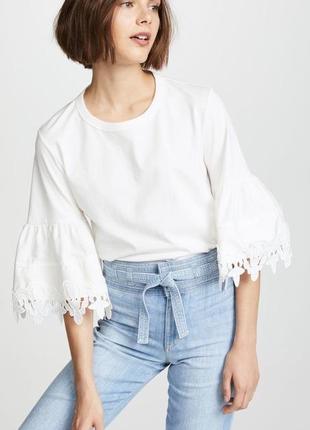 Біла блузка з широкими мереживними рукавами, бавовна see by chloe