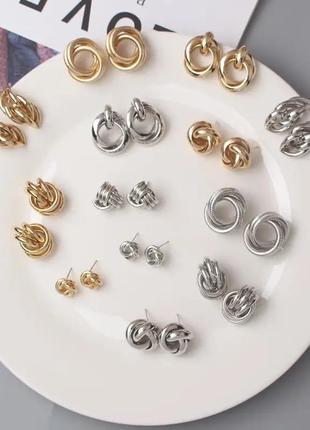Сережки кульчики пусети золоті сріблі нові стильні мінімалізм