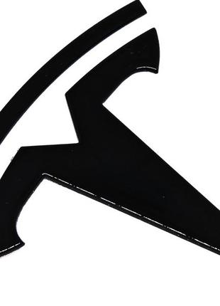 Эмблема tesla значок тесла 80мм для капота черный глянец