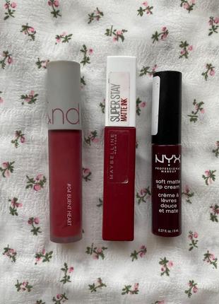 Набір помад червона помада водостійка nyx maybelline rom&nd y2k coquette корейська помада матова