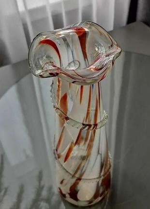 Винтаж! 🌷🦋 красный май комплект интерьерный из гутного художественного стекла ваза и кувшин ссср3 фото