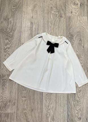 Белая рубашка блуза с бантиком river island размер 4 - 5 лет 110 см