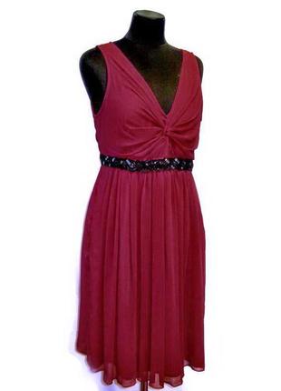 Сукня плаття червона шифон святкова яскрава р 38-42 з вишивкою,гаптуванням