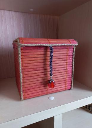 ❤️скринька шкатулка коробка органайзер бамбук джут для прикрас для речей8 фото