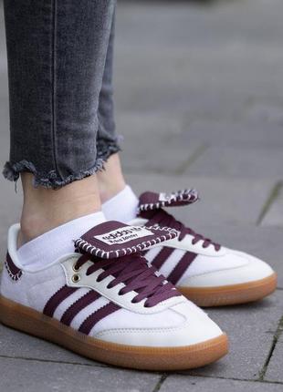 Жіночі кросівки adidas samba x wales bonner bordo