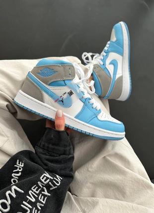 Женские кроссовки nike air jordan 1 👕 retro mid se “blue / grey”premium