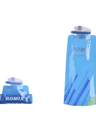 Спортивна пляшка romix 0.7 л з карабіном синя