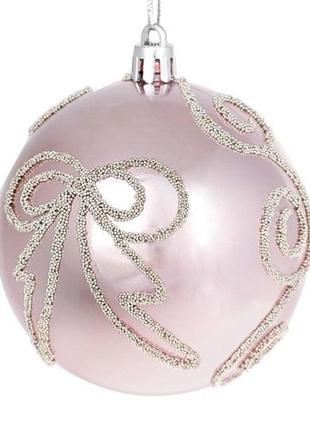 Куля новорічна пластикова flora d-8 см світло-рожева (11966)