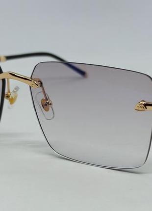 Maybach очки унисекс солнцезащитные безоправные бежевые с синим зеркальным напылением