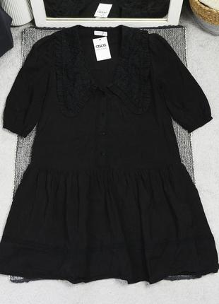 Новое черное платье оверсайз с воротником loavies