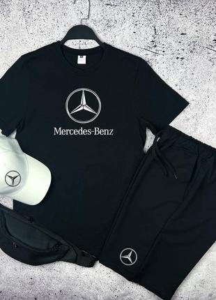 Летний базовый повседневный спортивный комплект футболка и шорты mercedes-benz