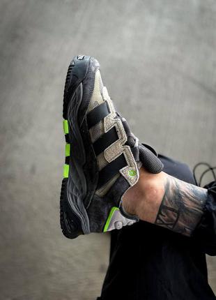 Мужские кроссовки adidas niteball grey five адидас бойбол серого с салатовым цветами5 фото