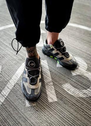 Мужские кроссовки adidas niteball grey five адидас бойбол серого с салатовым цветами4 фото
