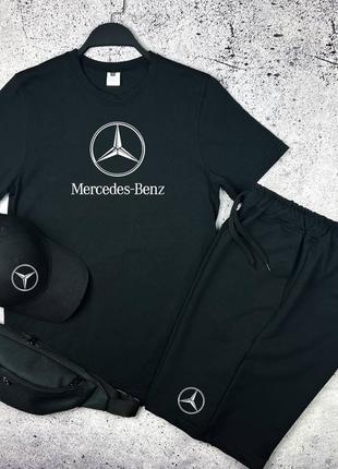 Базовый летний спортивный повседневный комплект футболка и шорты, mercedes-benz