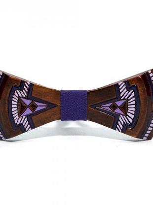 Деревянная галстук-бабочка gofin с фиолетовым рисунком gbdh-8337 (bbx)