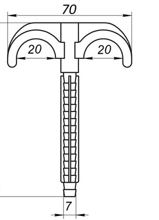 Крепление-крюк забивное двойное для трубы ø16-20 длина 120мм черная cristal (уп.100шт)2 фото