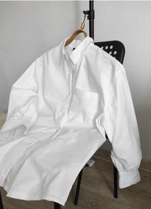Біла цупка сорочка белая плотная рубашка 7 for all mankind2 фото