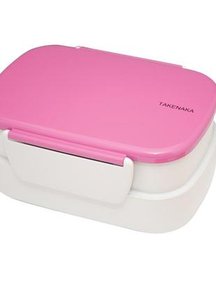 Ланч-бокс 2в1 с разделителем takenaka bento box double 1,3 л розовый