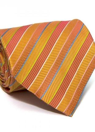 Краватка rosso fiorwntino жовтогарячий у смужку zn-18421 фото