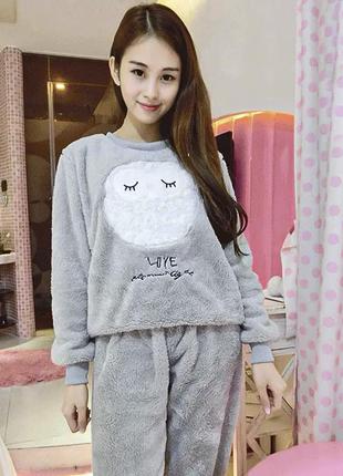 Жіноча піжама домашній костюм lesko owl xl gray (10439-55554) (bbx)5 фото