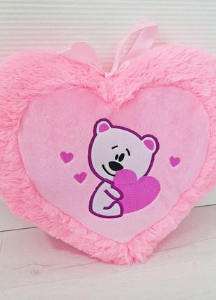 М'яка іграшка zolushka подушка серце з ведмедиком 35 см (zl479)