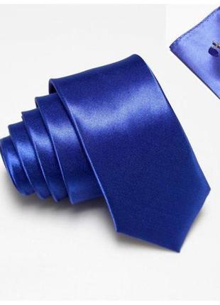 Набір синій, вузький краватка, хустка, запонки gzp-3516