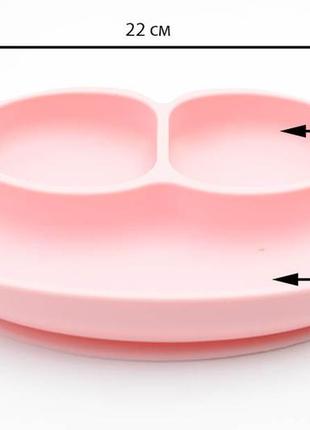 Набор силиконовый половник  21 х 6.5 см оранжевый и силиконовая тарелка коврик 22 х 15 см розовый (vol-988)3 фото