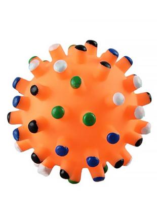 Іграшка м'яч для собак з пискавкою taotaopets 065529 діаметр 6,5 см жовтогарячий (bbx)