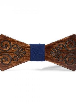 Деревянная галстук бабочка gofin темная в вырезанный узор gbdh-8108