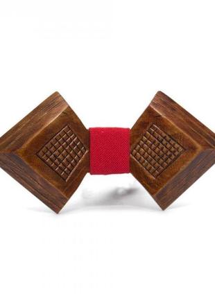 Деревянная галстук бабочка gofin пика с ромбиками темная gbdh-8144