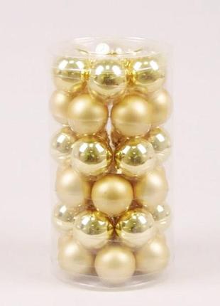 Кульки скляні flora d 3,8 см 36 шт золотистий (44339) (bbx)