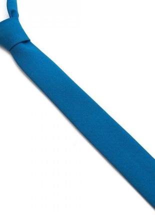 Голубой узкий матовый галстук gofin gdg-0010