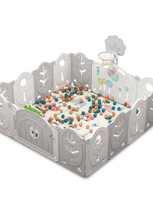 Манеж babyplaypen "магічний ліс" вбудоване баскетбольне кільце 165*165*62 сірий (bbx)