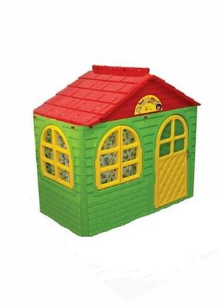 Дитячий ігровий пластиковий будиночок зі шторками doloni 02550/13 129*69*120 см зелено-червоний (bbx)