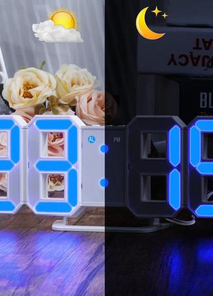 Настольные часы led электронные светодиодные usb 22,5см синие (art-6802) (bbx)6 фото