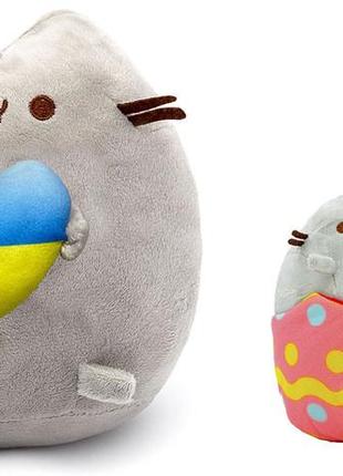 Набор мягких игрушек s&t pusheen cat с сердцем 21х25 см и кот в яйце 15х12 см серый (n-10452) (bbx)