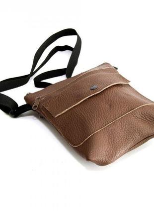 Кожаная сумка на плечо gofin сетло-коричневая (smk-20025) (bbx)
