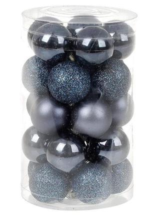 Куля новорічна bonadi d-3 см 25 шт синя (147-923) (bbx)