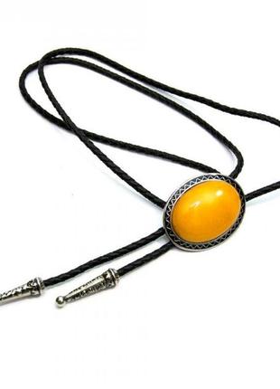 Краватка боло handmade gofin bolo-52079 з жовтогарячим каменем чорний