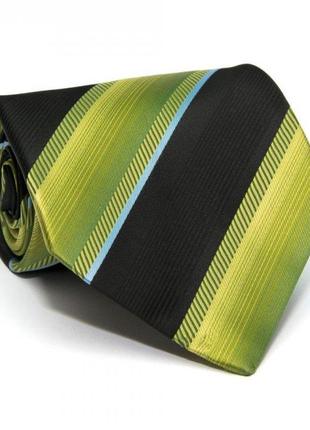 Краватка zagi зелена в чорну смужку zn-1820