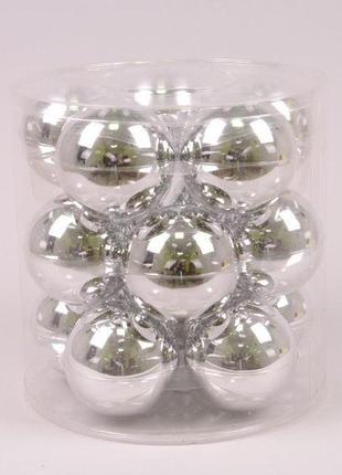 Кульки скляні flora d-8 см 15 шт (44607) (bbx)