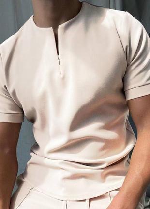 Костюм футболка свободного кроя рубашка майка шорты короткие комплект мужской стильный базовый черный бежевый5 фото