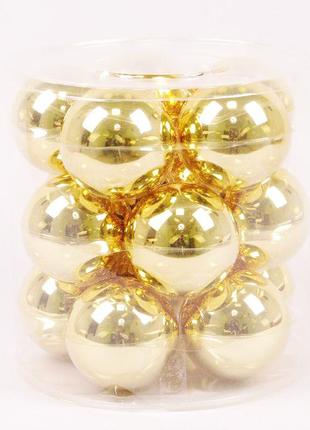 Кульки скляні flora d 8 см 15 шт золотистий (44605) (bbx)