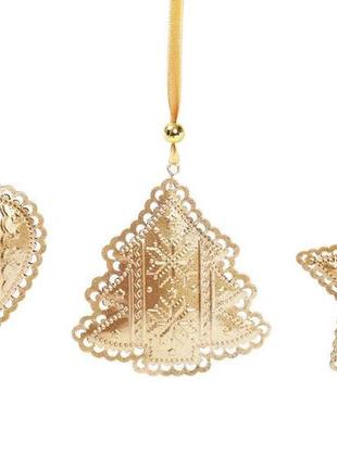 Набор елочных украшений bonadi 3 шт 9 см золотистый (785-521)