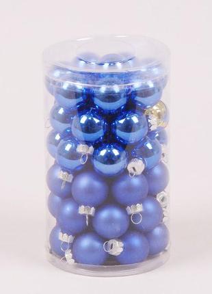 Кульки скляні flora d-2,5 см 48 шт синій (44497) (bbx)