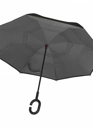 Женский зонт наоборот lesko up-brella серый